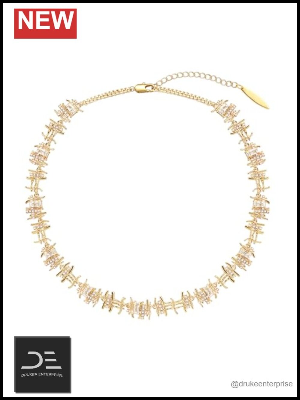 18K Gold Plated Chunky Braided Chain Necklace for Women, Cubic Zirconia Choker